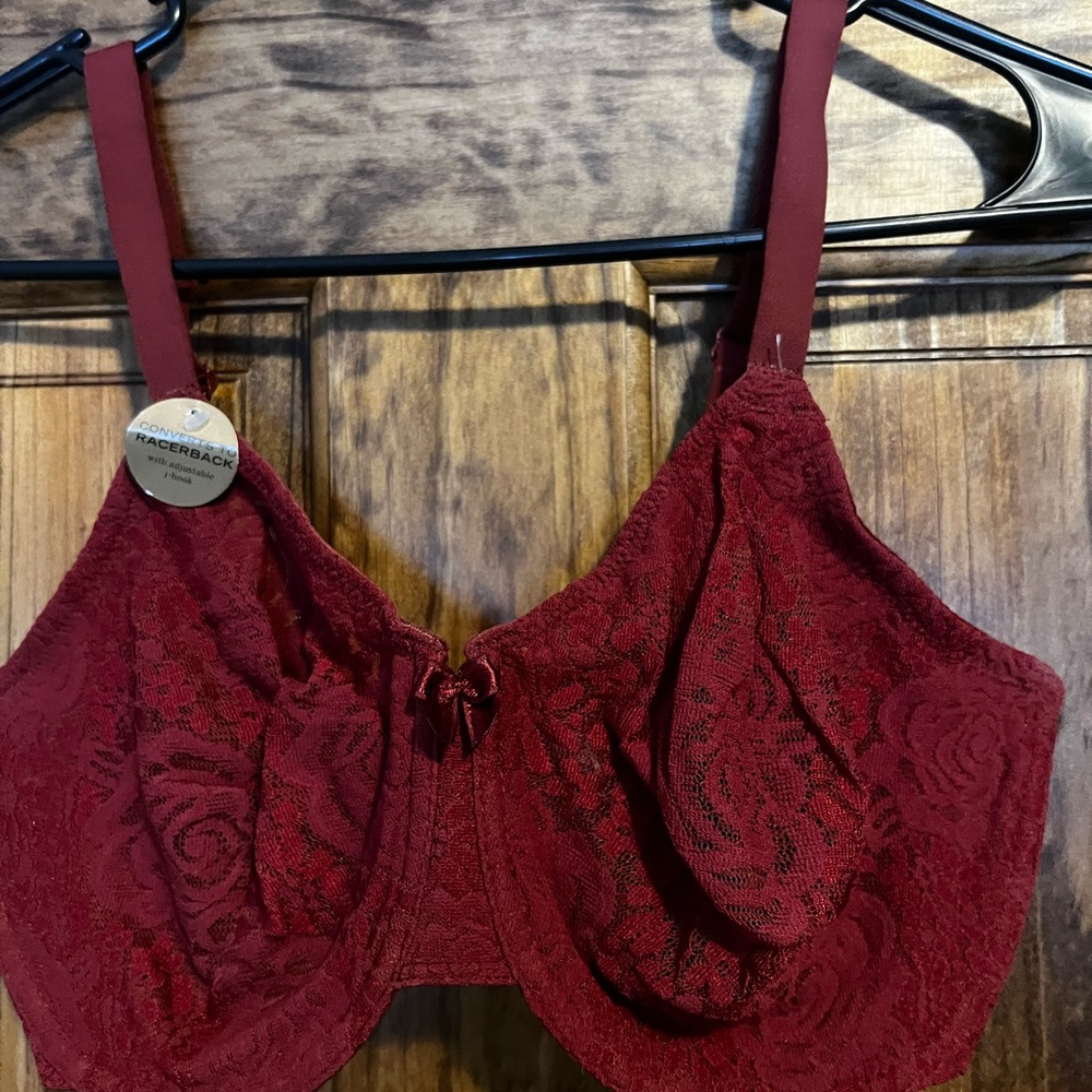 Elegant Burgundy Lace Bra